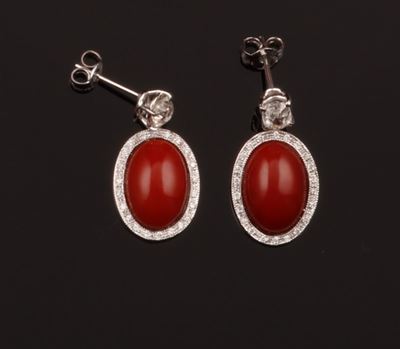 Orecchini con Corallo Rosso e Diamanti