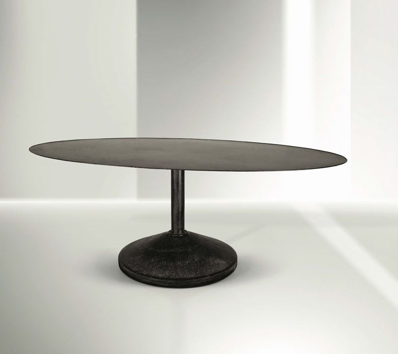 Franco Albini, a large oval table with a lacquered iron structure and a coated iron top. Slate base. One-of-a-kind for a private buyer in Genoa. Certificate of authenticity. Private collection, Rome. Italy, 1956  - Auction Fine Design - Cambi Casa d'Aste
