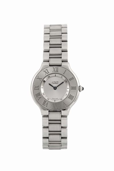 Cartier, Must 21, Ref. 1330. Orologio da Polso, in Acciaio, al Quarzo con Bracciale Originale e C...