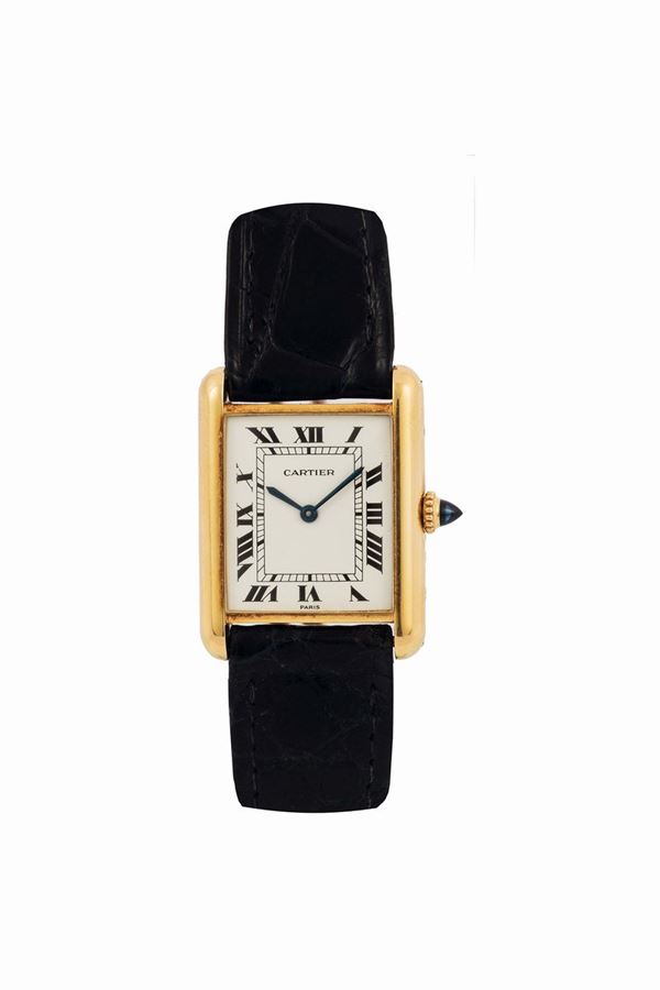 Cartier, Paris, Tank Louis Cartier. Fine and rare, rectangular, 18K yellow gold  wristwatch with original yellow gold deployant clasp. Made in the 1970's
