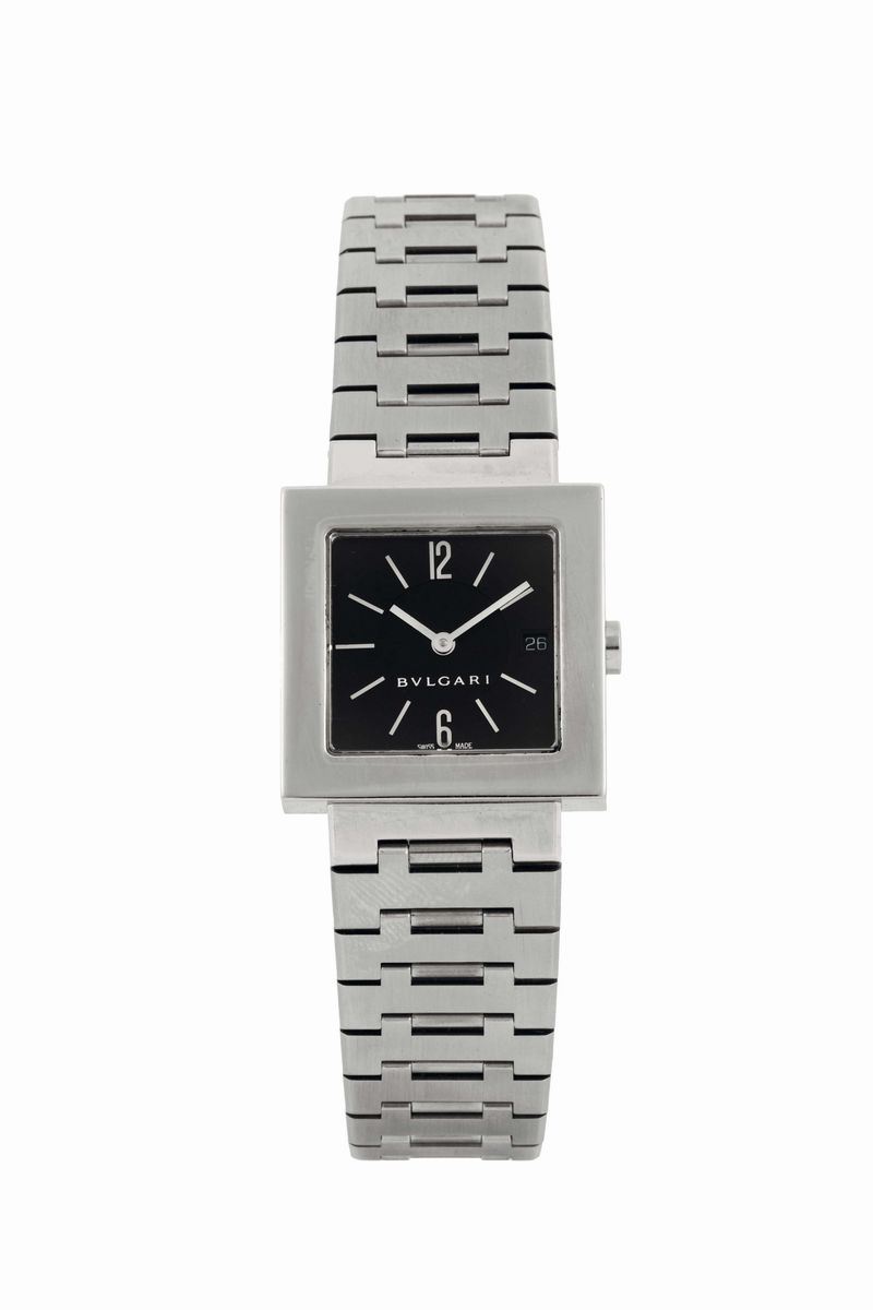 Bulgari. Fine, square, water resistant, stainless steel quartz lady's wristwatch with date and an original bracelet with deployant clasp. Made circa 2000  - Auction Watches and Pocket Watches - Cambi Casa d'Aste