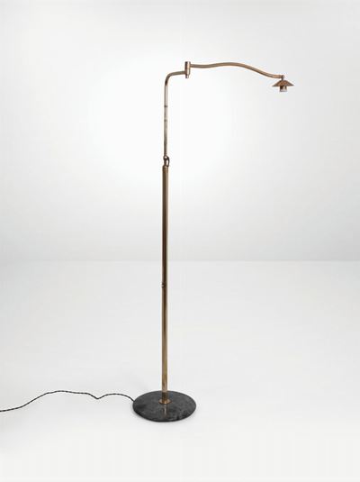 Lampada da Lettura Regolabile ed Estensibile con Struttura in Ottone e Base Marmo.