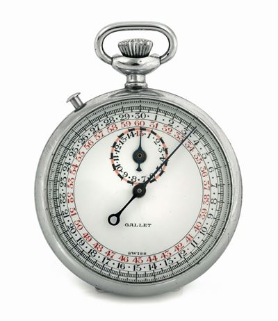 Gallet, Orologio Cronografo, in Acciaio, con Funzione Rattrappante. Realizzato nel 1950 Circa