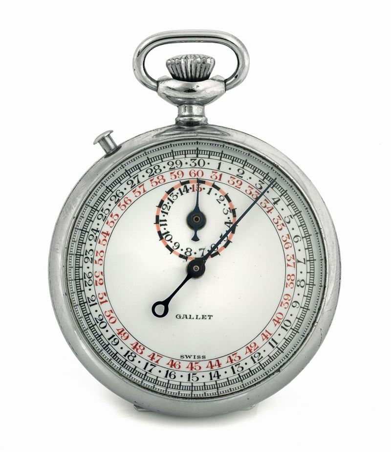 GALLET, orologio cronografo, in acciaio, con funzione rattrappante. Realizzato nel 1950 circa  - Asta Orologi da Polso e da Tasca - Cambi Casa d'Aste