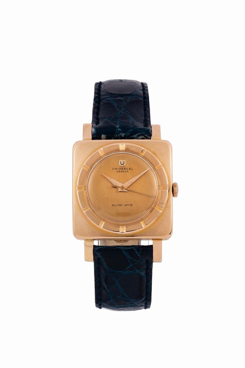 UNIVERSAL GENEVE, Cioccolatone, Grand Carre Large, Ref. 10239/1. Fine, self winding, 18K pink gold wristwatch. Made circa 1960  - Auction Watches and Pocket Watches - Cambi Casa d'Aste