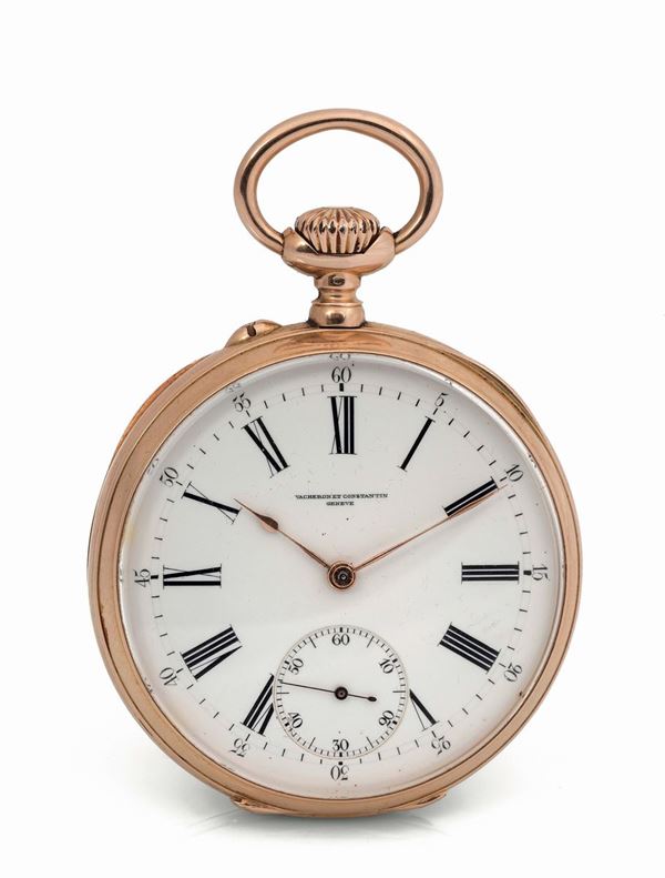 Vacheron Constantin, Genève, movement No. 162275, case No. 269333. Very fine, 18K pink gold keyless pocket watch. Made circa 1884
