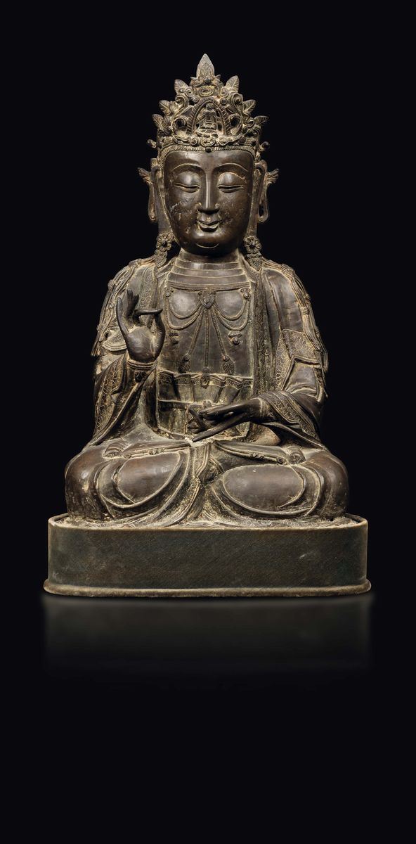 A bronze figure of a seated Buddha, China, Ming Dynasty, 16th century