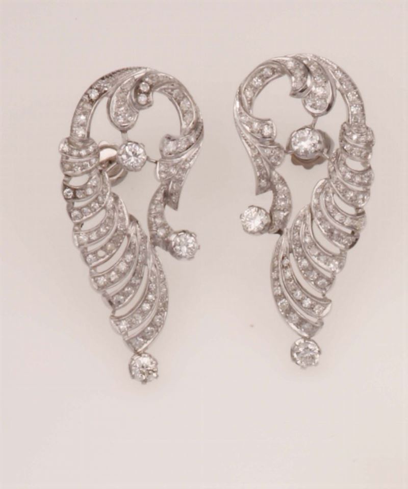 Pair of diamond and gold earrings  - Auction Fine Jewels - Cambi Casa d'Aste