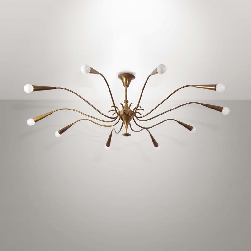Lampada a sospensione con struttura in ottone.  - Auction Design II - II - Cambi Casa d'Aste