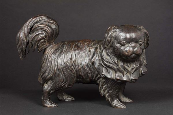 A bronze sculpture depicting a dog, Japan, Meiji period, 19th century