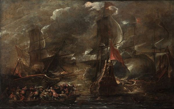 Cornelio De Wael (Anversa 1592 - Roma 1667), attribuito a Battaglia navale