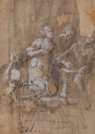 Ludovico Carracci (1555-1619), Cerchia Difigura di Santa