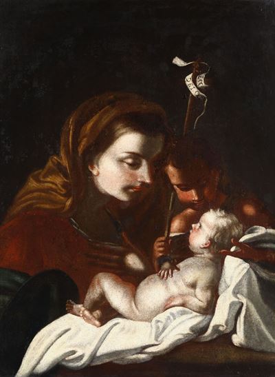 Scuola Napoletana del XVIII Secolomadonna con Bambino e San Giovannino