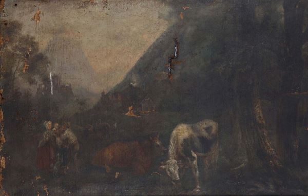 Lotto composto da cinque dipinti di vario soggetto, XVII-XVIII-XIX secolo