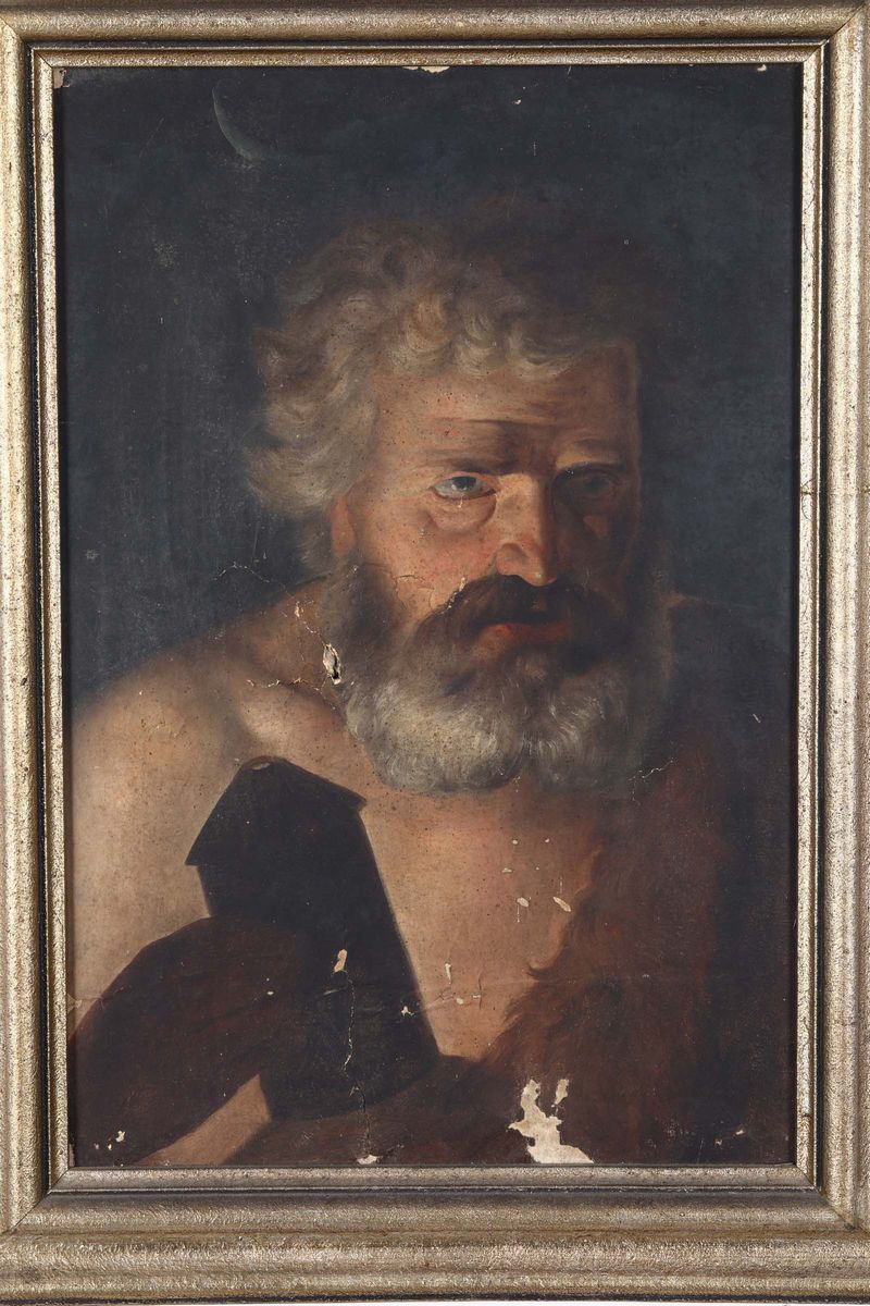 Pittore del XVIII Secoloritratto di Anziano con Lanterna e Ritratto di Giovane