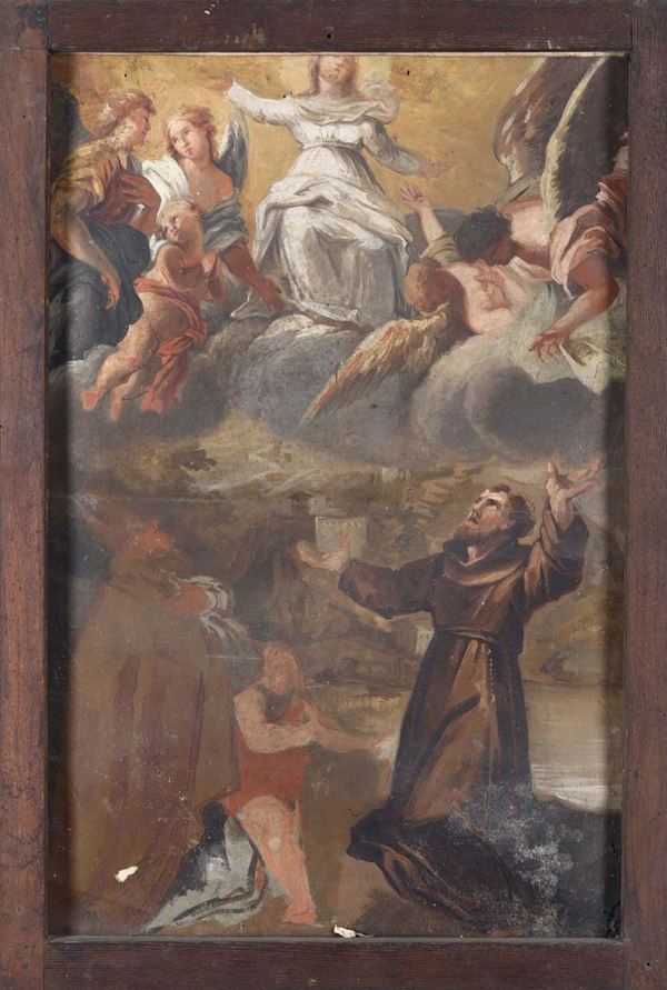 Scuola del XVIII secolo Coppia di bozzetti raffiguranti scene sacre