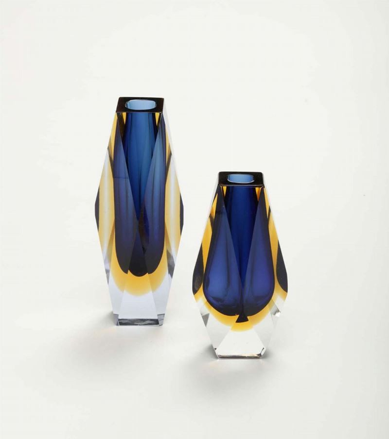 Poli, due vasetti in vetro di Murano sommerso, XX secolo  - Asta Asta a Tempo Ceramiche - III - Cambi Casa d'Aste