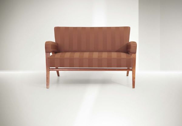 Franco Albini, a sofa with a wooden structure and fabric upholstery. Original design for Casa C. Milano.  [..]