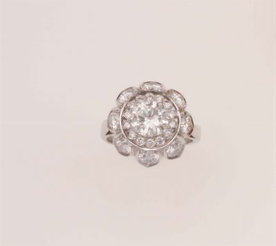Bulgari. Anello con Diamante Centrale di Ct 1,21 e Diamanti a Contorno