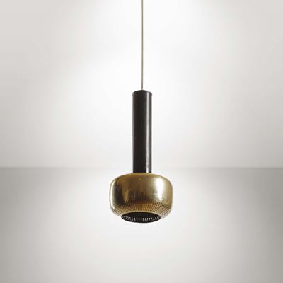Tre Lampade a Sospensione. Struttura in Ottone e Ottone Laccato.