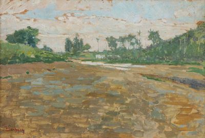 Giuseppe Sacheri (genova 1863 - Pianfei 1950)paesaggio