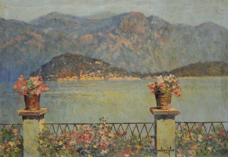Cesare Bentivoglio (Genova 1868-1952) Lago di Como  - Asta Dipinti del XIX e XX secolo - Cambi Casa d'Aste