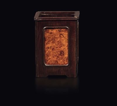 Portapennelli in Legno di Bamboo con Inserti in Radica, Cina, Dinastia Qing, Epoca Qianlong (1736...