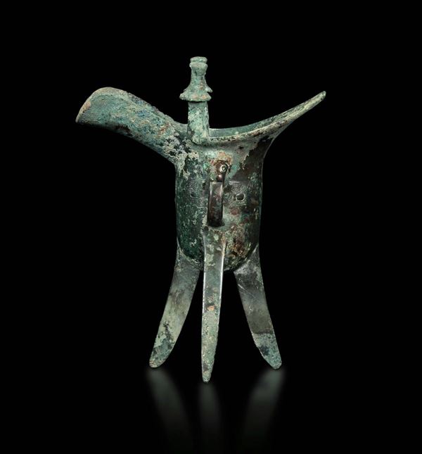 Coppa da libagione rituale in bronzo, Cina, Dinastia Shang (1750-1028 a.C.)