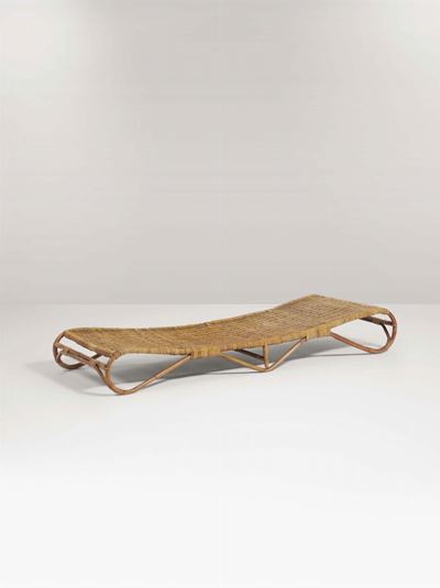 Chaise Longue con Stuttura in Giunco Cuvato al Vapore e Seduta in Vimini.