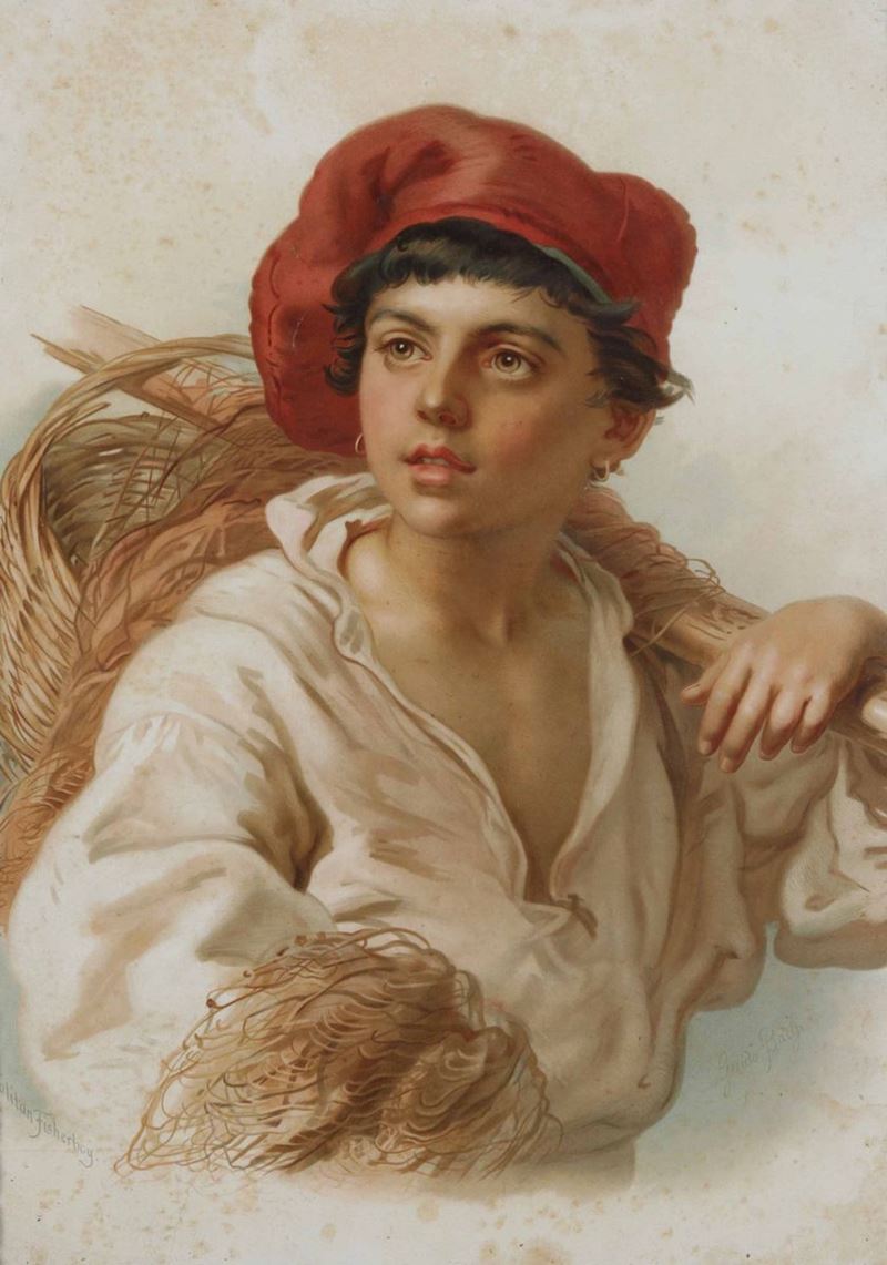 Guido Bach (1828 - 1905) Metropolitan fisherboy  - Auction 19th and 20th Century Paintings - Cambi Casa d'Aste