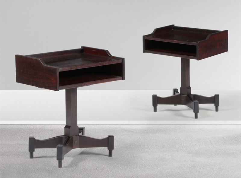 Claudio Salocchi, a pair of night tables with a wooden structure. Sormani Prod., Italy, 1960 ca.  - Auction Design - Cambi Casa d'Aste