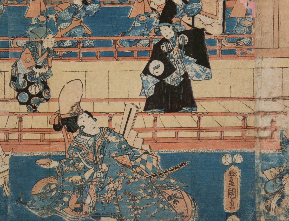 Coppia di Stampe Raffiguranti L'educazione della Geisha, Giappone, Epoca Meiji, XIX Secolo