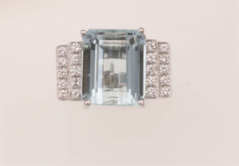 Aquamarine and diamond ring  - Auction Fine Jewels - Cambi Casa d'Aste