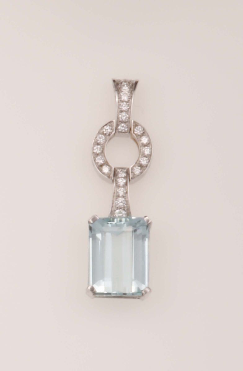 Aquamarine and diamond pendant  - Auction Fine Jewels - Cambi Casa d'Aste