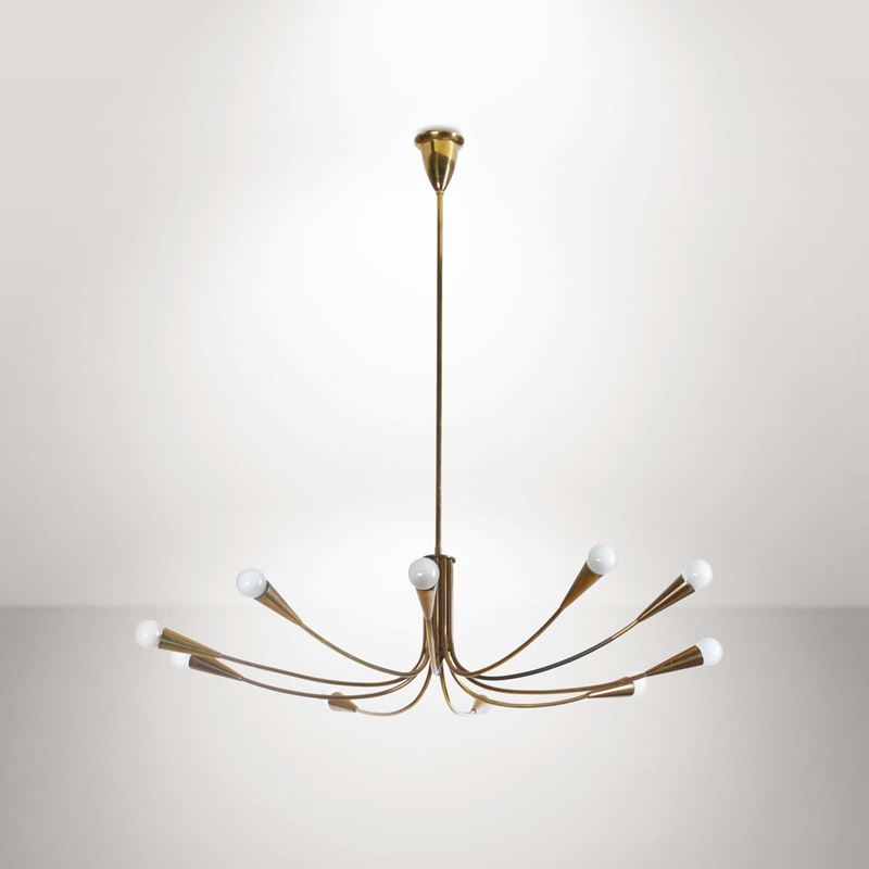 Lampada a sospensione con struttura in ottone.  - Asta Design II - II - Cambi Casa d'Aste