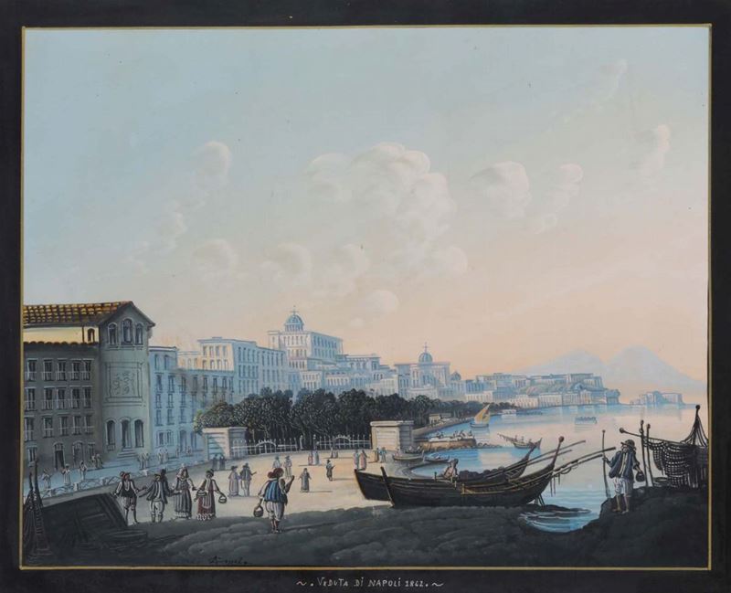 Pittore del XIX-XX secolo Veduta di Napoli 1862  - Auction Maritime Art and Scientific Instruments - II - Cambi Casa d'Aste
