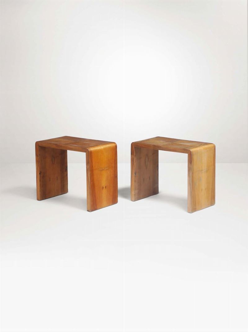 Coppia di sedute con struttura in legno.  - Asta Design II - II - Cambi Casa d'Aste