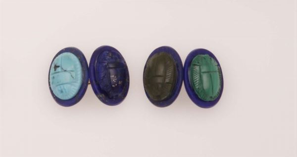 Bottoni da polso Scarabeo in lapislazzuli