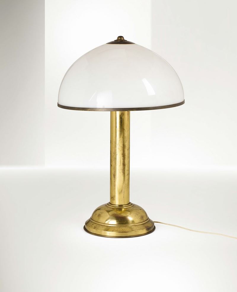 Gabriella Crespi, a table lamp with a polished brass structure and plexiglass diffuser. Engraved signature. Crespi Prod., Italy, 1970 ca.  - Auction Fine Design - Cambi Casa d'Aste