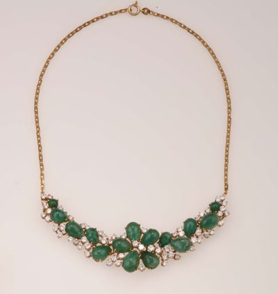 Girocollo con Smeraldi Cabochon e Diamanti