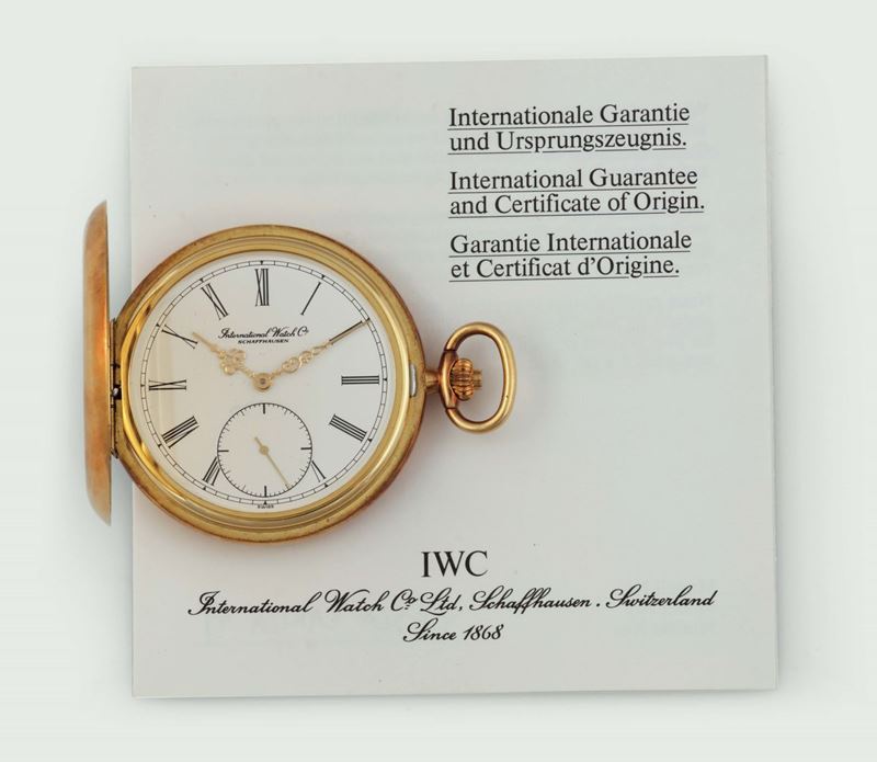 IWC, (International Watch Co.), Schaffhausen, case No. 2470883, Ref. 5404. Very fine, new old stock, silver keyless pocket watch. Accompanied by the original Guarantee. Sold in 2001  - Auction Watches and Pocket Watches - Cambi Casa d'Aste