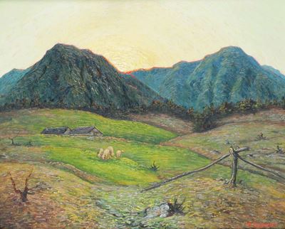 Severino Ferraris (1903 - 1978)tramonto sulle Alpi