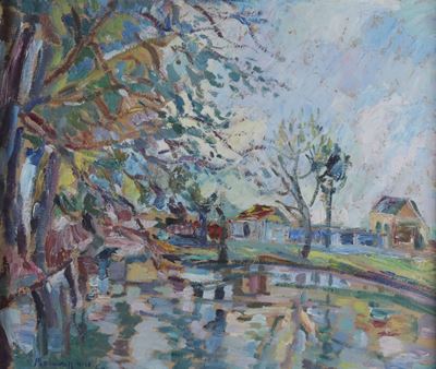Piero Solavaggione (1899 - 1979)paesaggio Primaverile
