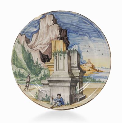 Piatto Pavia, Manifattura Rampini, Pittori Africa, Fine XVII - Inizio XVIII Secolo