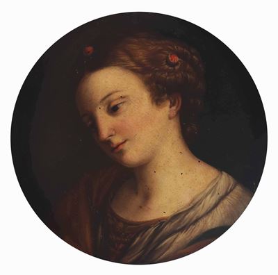 Scuola Napoletana del XVIII Secolofigura Femminile e Figura Virile con Elmo