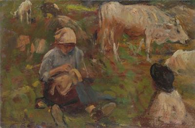 Cesare Ciani (firenze 1854-1925)pastorella
