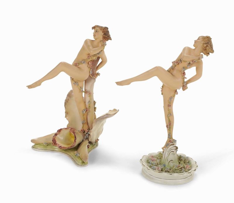 Coppia di figurine Milano, Fabbrica Borsato, terzo quarto del XX secolo  - Auction Majolica and Porcelains - II - Cambi Casa d'Aste