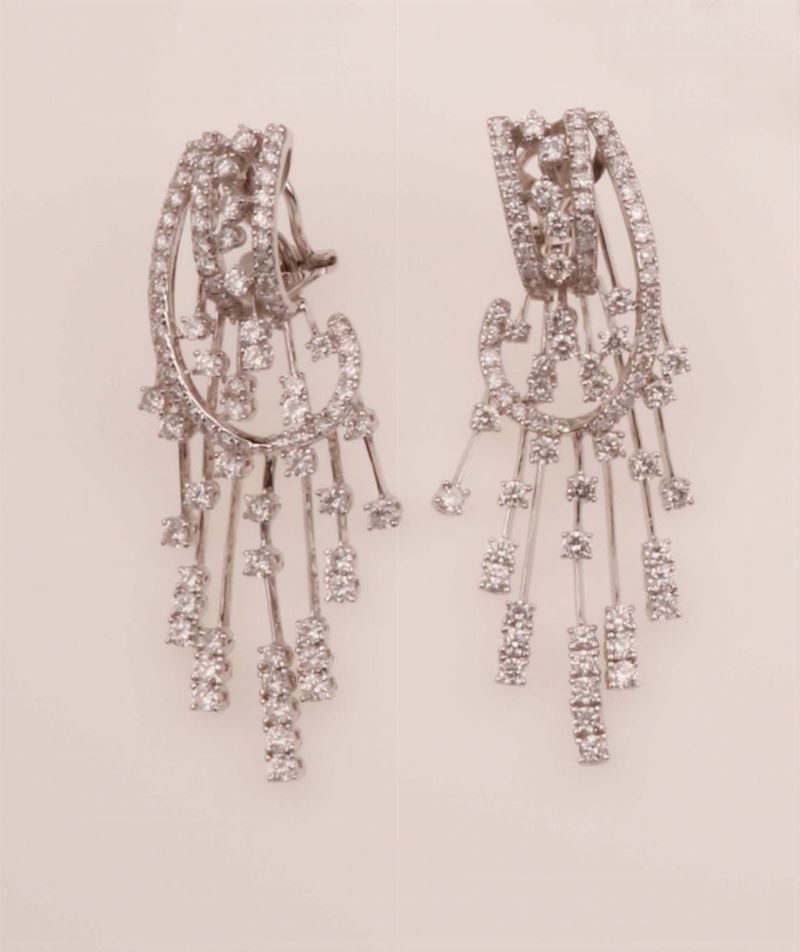 Paid of diamond pendent earrings  - Auction Fine Jewels - Cambi Casa d'Aste
