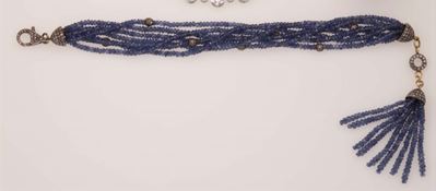 Bracciale a Più Fili con Zaffiri e Diamanti