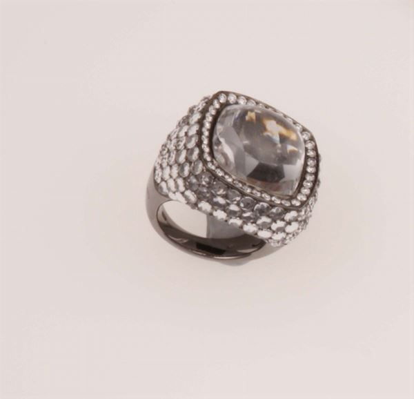 Rock crystal and diamond ring. Signed Bonato
